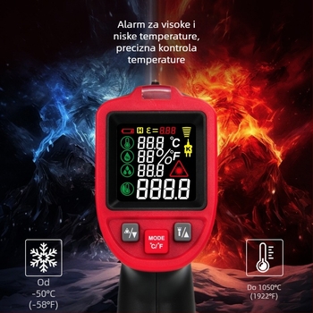Infračrveni termometar DL333105 – ručni, tip termopara, mjeri temperaturu ulja; Marka: Effective; Ovlaštena privatna marka