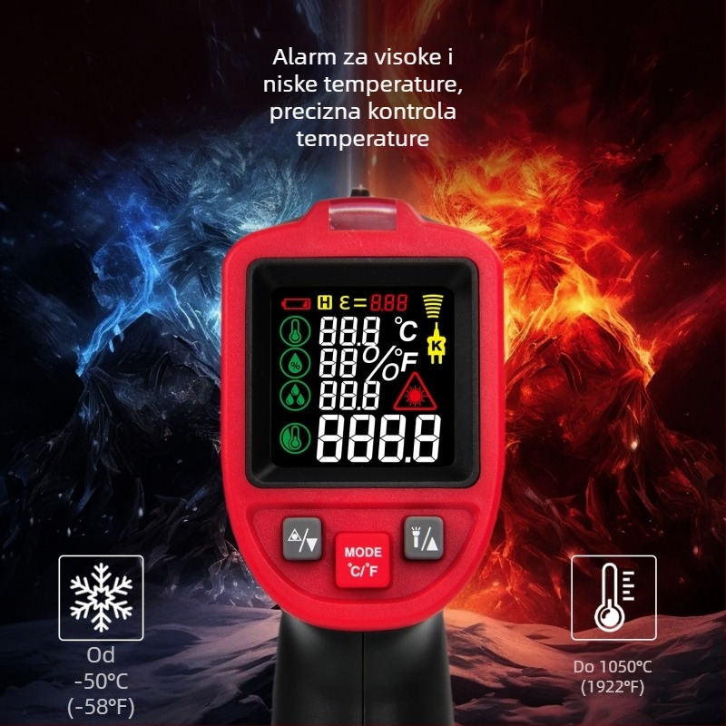 Infračrveni termometar DL333105 – ručni, tip termopara, mjeri temperaturu ulja; Marka: Effective; Ovlaštena privatna marka