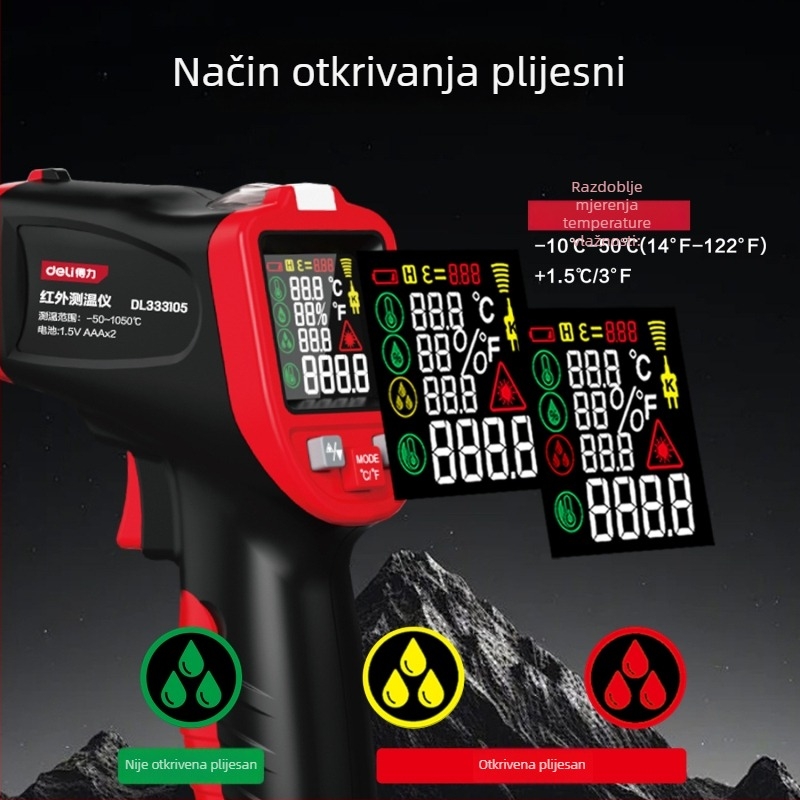 Infračrveni termometar DL333105 – ručni, tip termopara, mjeri temperaturu ulja; Marka: Effective; Ovlaštena privatna marka