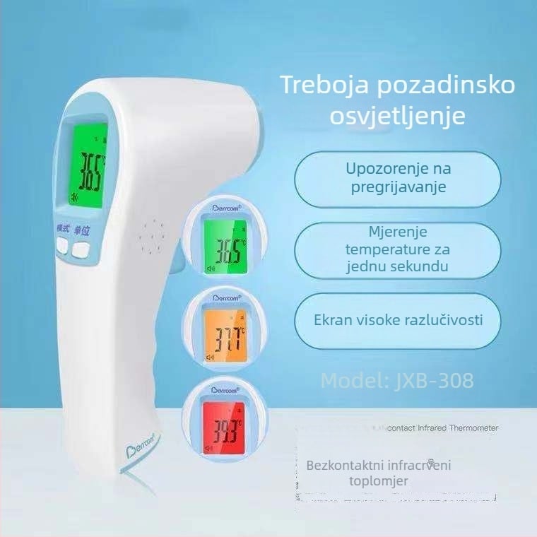 Beerkon 308 beskontaktni infracrveni termometar za kućnu upotrebu, pogodan za djecu i odrasle (model 308, digitalni termometar pištolj)