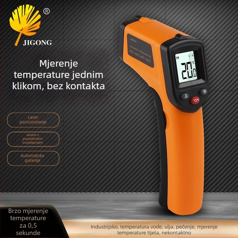 Infračrveni termometar, ručni, industrijski za kuhinju, raspon -50 °C do 400 °C