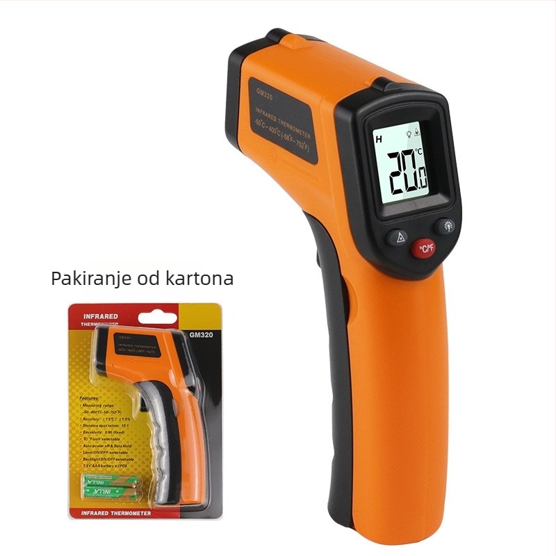 Infračrveni termometar, ručni, industrijski za kuhinju, raspon -50 °C do 400 °C