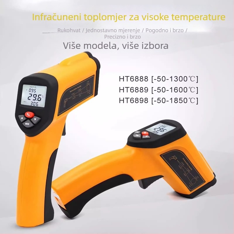 Xinsite Industrijski ručni infracrveni termometar i mjerač vlage HT-6898/6888/6889, odziv 10 ms
