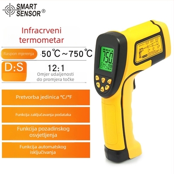 SmartSensor AS852B infracrveni termometar - ručni, za kuhinju, klima-uređaj, podno grijanje, mjerenje temperature vode i ulja
