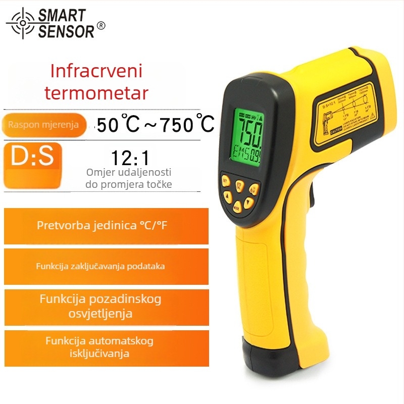 SmartSensor AS852B infracrveni termometar - ručni, za kuhinju, klima-uređaj, podno grijanje, mjerenje temperature vode i ulja