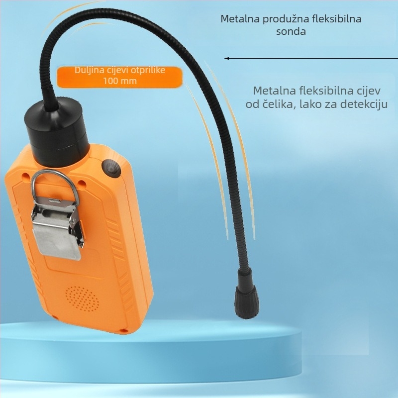 Prijenosni detektor zapaljivih plinova, model 502, raspon 0-100 LEL i 0-1000 PPM, točnost 1%, detektira metan, propan, izobutan, etan i druge zapaljive plinove.