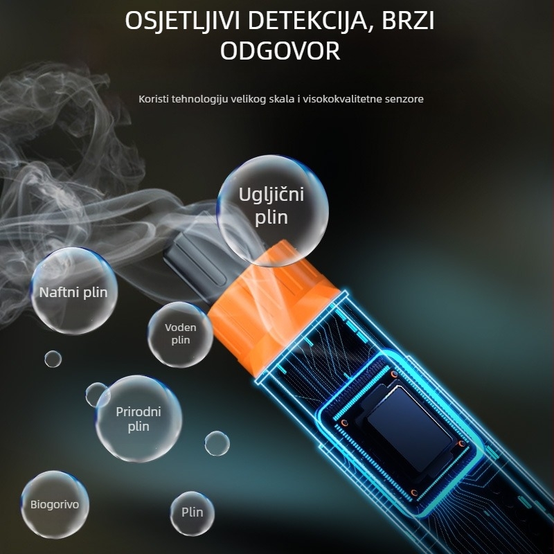 Prijenosni detektor curenja zapaljivih plinova (model JLY-50A) – raspon mjerenja 0–1000 ppm, zapaljivi plinovi/metan, napon 3 V DC.