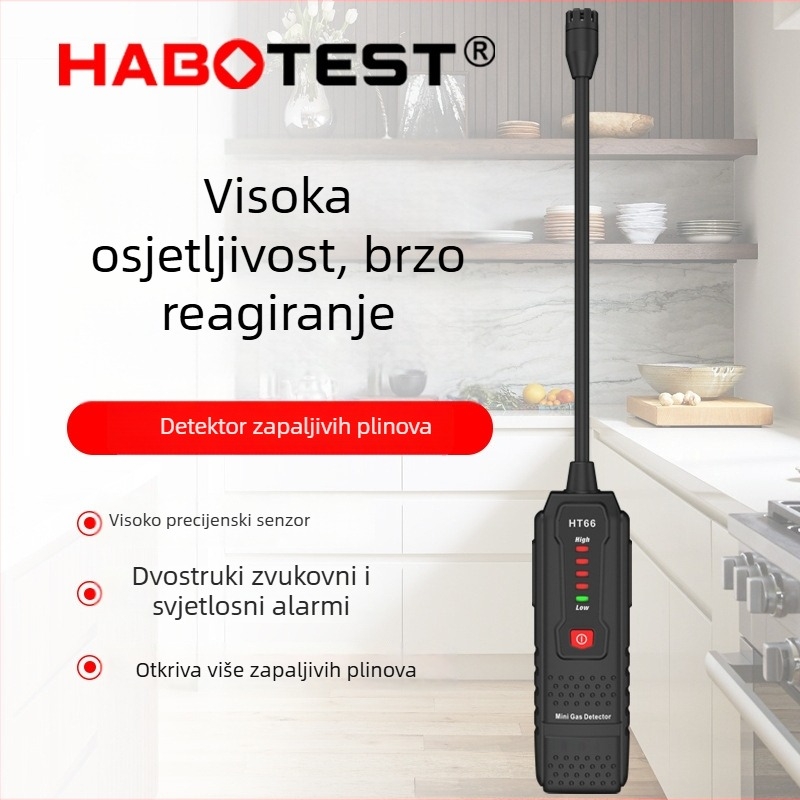 Prijenosni detektor curenja plina Huabo HT66, opseg mjerenja 0–1000 ppm, točnost 10%, napajanje 2x1.5V AAA