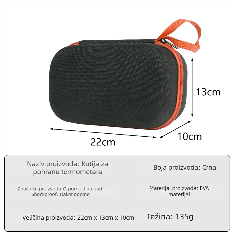 Torba za pohranu infracrvenog termometra – čvrsta kućišta, vodootporna i otporna na prašinu, Materijal: Oxford cloth + EVA, Nosivost: 2 kg
