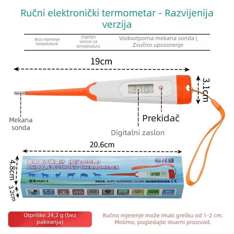 Veterinarski termometar za svinje, krave i ovce - digitalni, za uzgoj životinja