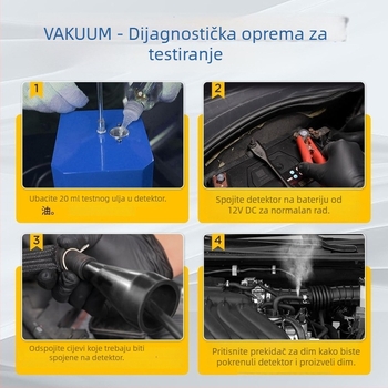 Detektor curenja dima za motocikl – alat za otkrivanje i popravak curenja u motoru i sustavu usisa zraka; marka Weike; model Smoke leak detector; 220V; radna temperatura 8–50°C