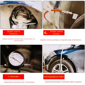Detektor curenja amortizatora automobila – pneumatski alat za provjeru curenja, set od čelične legure, metrički format, za popravak automobila