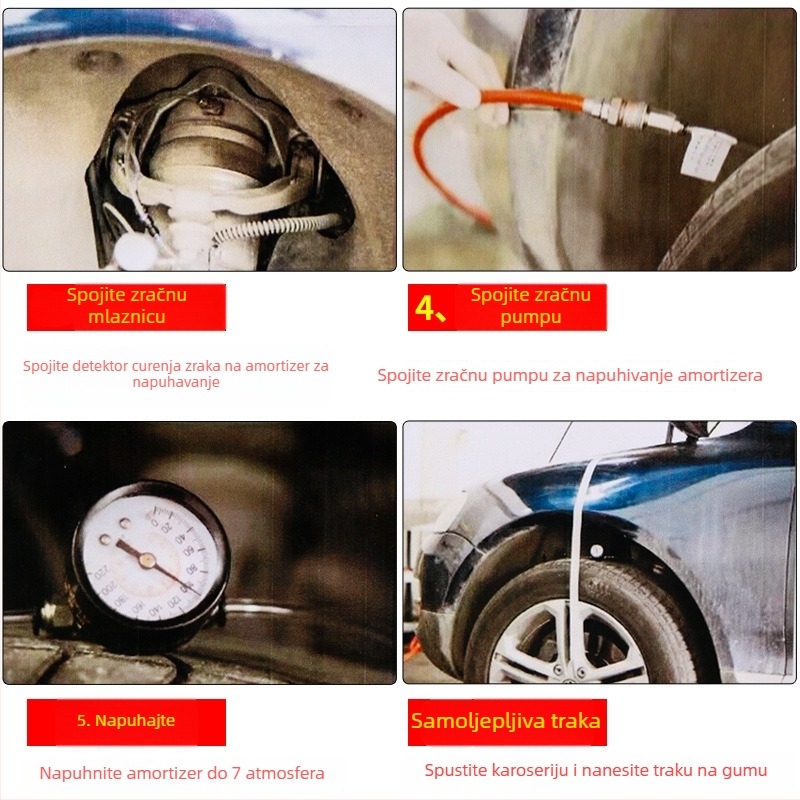 Detektor curenja amortizatora automobila – pneumatski alat za provjeru curenja, set od čelične legure, metrički format, za popravak automobila