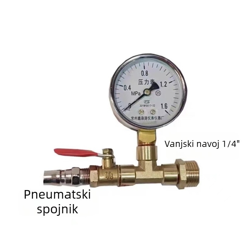 Set za ispitivanje tlaka vode za PPR cijevi s vodovodnim razvodnikom i manometrom za sustav podnog grijanja
