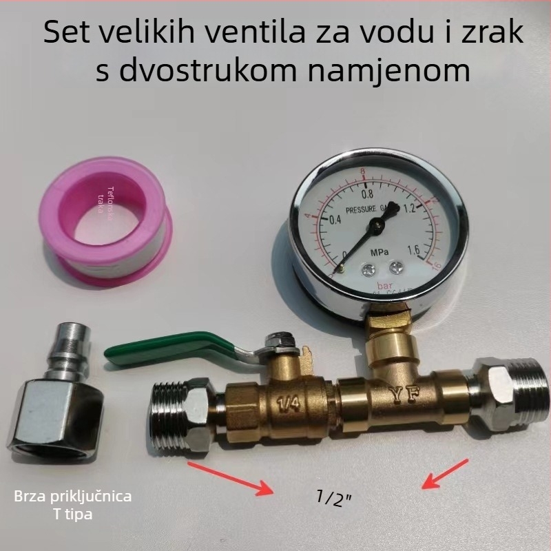 Set za ispitivanje tlaka vode za PPR cijevi s vodovodnim razvodnikom i manometrom za sustav podnog grijanja