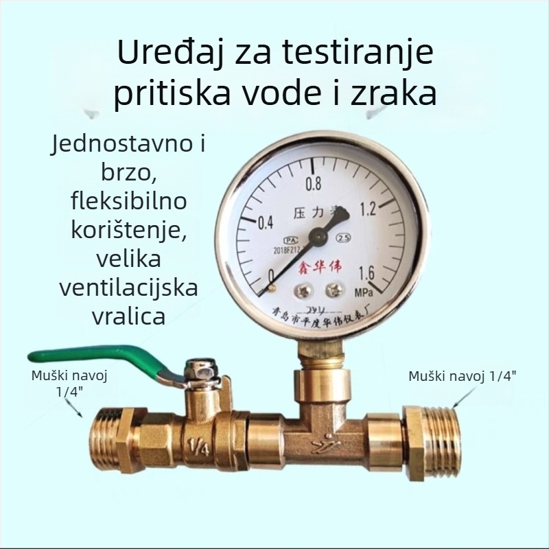 Set za ispitivanje tlaka vode za PPR cijevi s vodovodnim razvodnikom i manometrom za sustav podnog grijanja