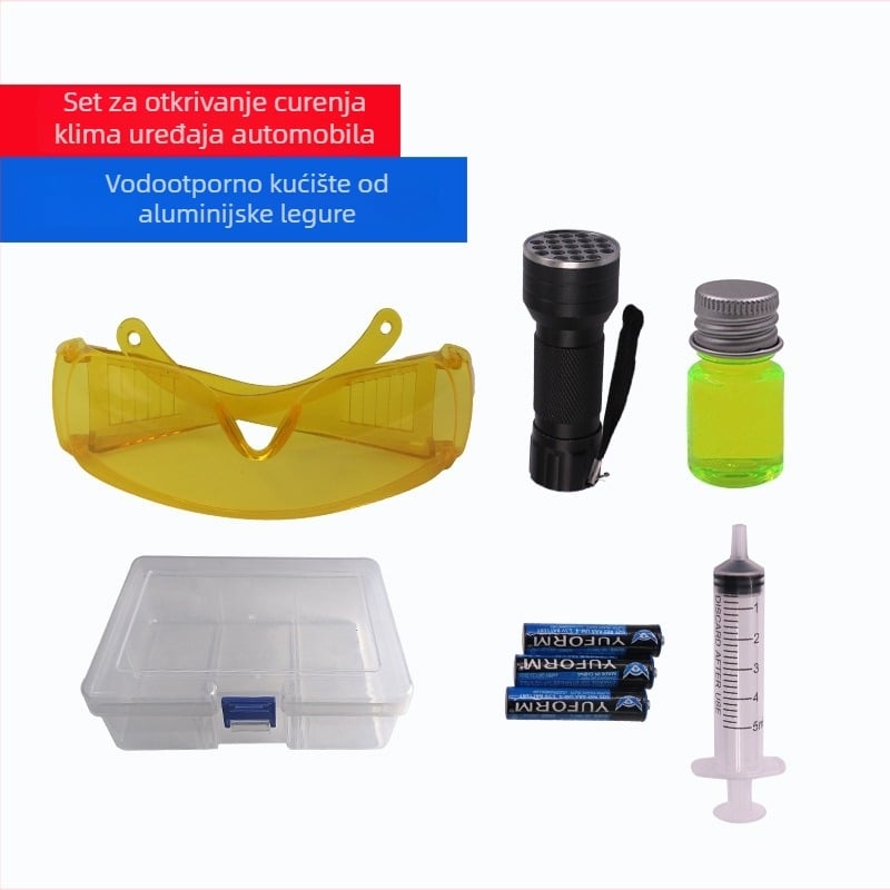 Set za detekciju curenja sustava klimatizacije automobila – aluminijsko kućište, plastična kutija, neto težina 206 g, 4-dijeli set, There Shun