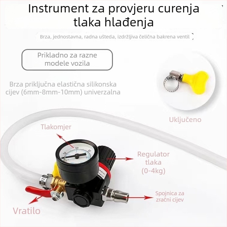 Quick Bright plastični alat za test tlaka i otkrivanje curenja hlađenja automobila uz zračnu pumpu