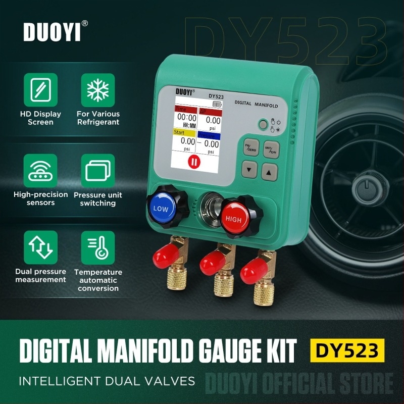 DY523 dijafragmatski mjerač tlaka za automobilsku klimu, raspon 0-6000 kPa, tlak/vakuum, rezolucija 1 kPa