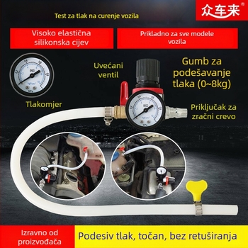 Detektor curenja vodnog spremnika i tester sustava hlađenja automobila, plastično-metalna konstrukcija, otkrivanje curenja pod pritiskom, 1 komplet