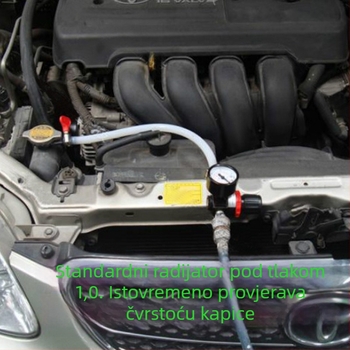 Detektor curenja vodnog spremnika i tester sustava hlađenja automobila, plastično-metalna konstrukcija, otkrivanje curenja pod pritiskom, 1 komplet