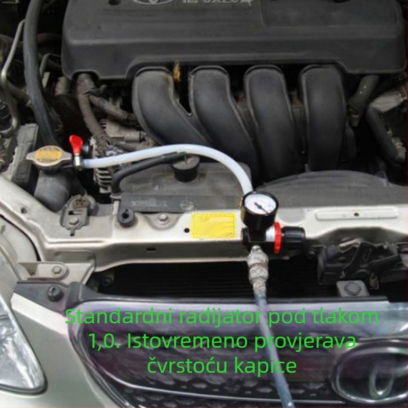 Detektor curenja vodnog spremnika i tester sustava hlađenja automobila, plastično-metalna konstrukcija, otkrivanje curenja pod pritiskom, 1 komplet