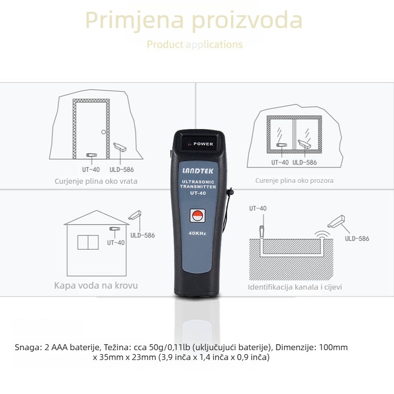 UT-40 Lantai ručni ultrazvučni detektor curenja, generator signala u obliku vala, 40 kHz, model UT-40, težina oko 50 g