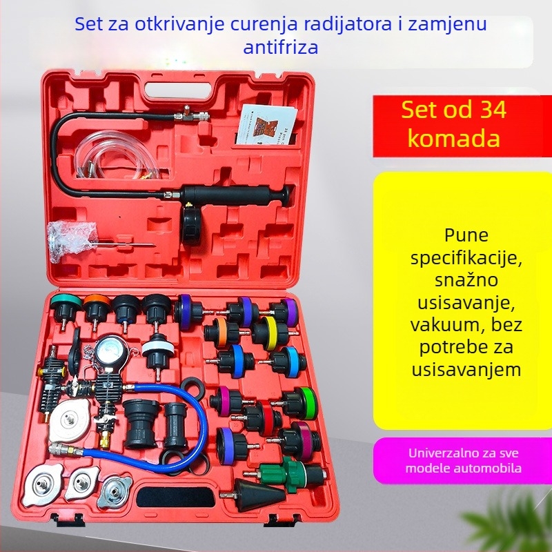 Detektor curenja u sustavu hlađenja automobila s tlačnim punjenjem, vakuumom i zamjenom antifriza