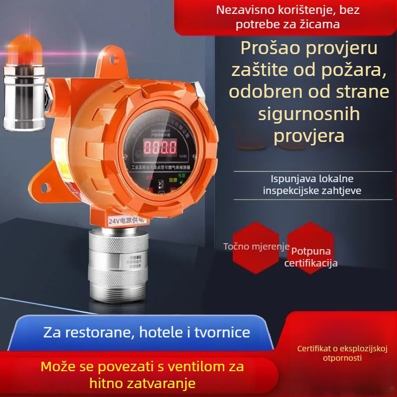 Fiksni alarm za curenje plina za zapaljive plinove, industrijska/komercijalna upotreba, 5–100% LEL, ±3% LEL, 220V, mrežno napajanje, model Industrial gas alarm (ABS)