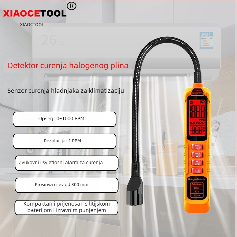 XIAOCETOOL XC65A/B halogenski detektor curenja, raspon 0-1000 ppm, za R22/R32/R134a