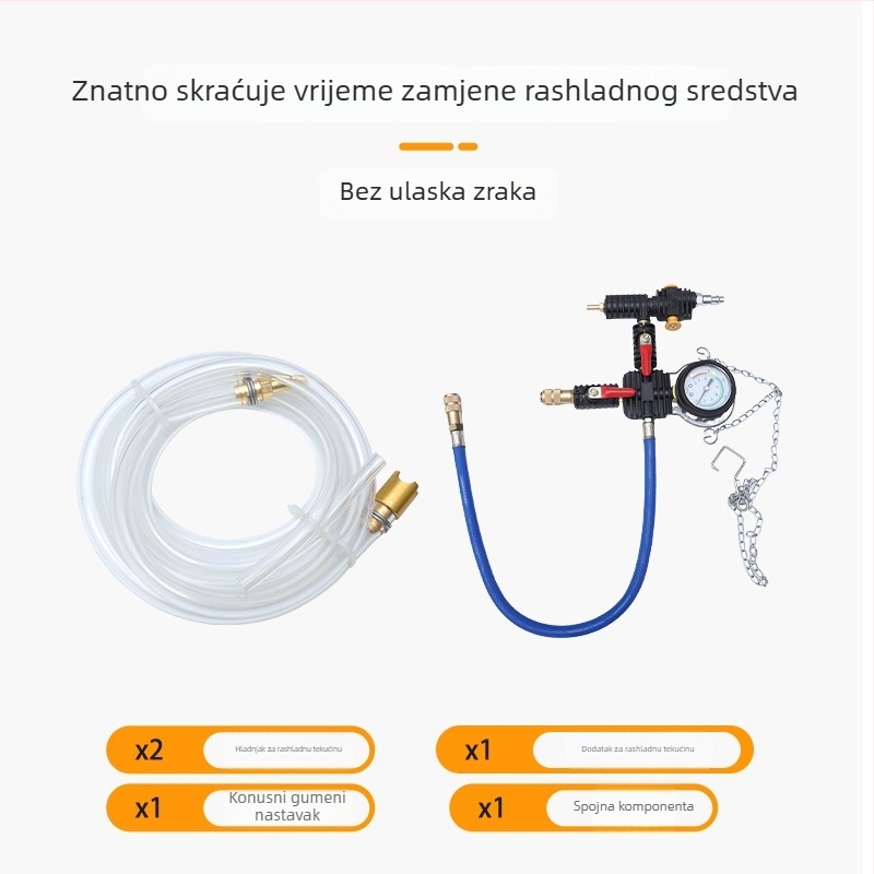 Vakuumski punjač antifriza, detektor curenja rashladne tekućine i manometar, skup alata za auto (Marka: Topu; materijali: plastika, bakar, željezo, aluminij, guma)