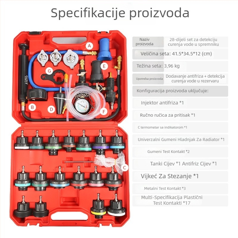Musen tang Nylon alat za tlak test i otkrivanje curenja u sustavu hlađenja automobila