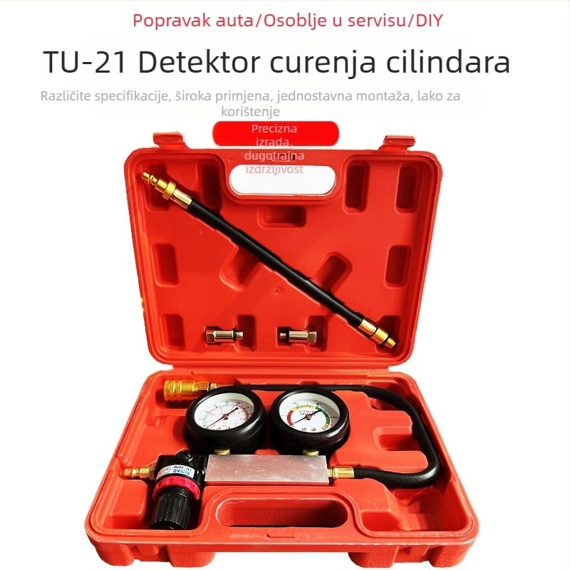 TU-21 Detektor curenja cilindara za ispitivanje tlaka u motoru – karbonska čelika, guma, manometar