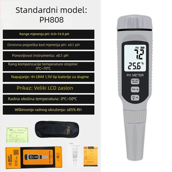 Hima PH808 prijenosni pH mjerač za vodu u akvariju s digitalnim zaslonom, model PH808, raspon 0-14.00 pH