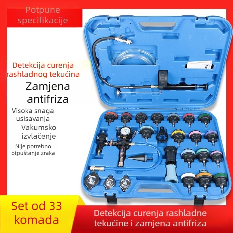Automobilski komplet za otkrivanje curenja u sustavu hlađenja, 28-dijelni set s vakuum testom za zamjenu rashladne tekućine