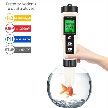Prijenosni pH mjerač 4-in-1 s ORP, temperaturom i vodikom - raspon 0-14 pH, točnost ±0,05, LED pozadinsko osvjetljenje, model YY-400.