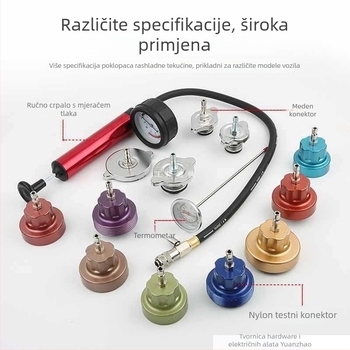 Set za testiranje tlaka i otkrivanje curenja rashladnog sustava automobila, 34 dijela, vakuumski manometar, model jkfj578jk3412