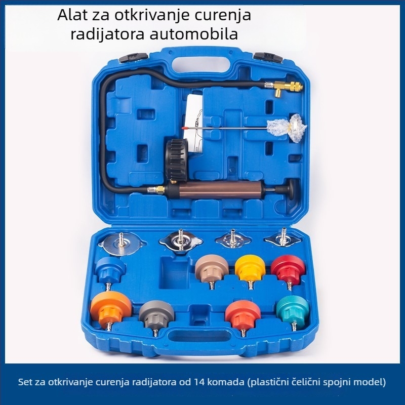Set za testiranje tlaka i otkrivanje curenja rashladnog sustava automobila, 34 dijela, vakuumski manometar, model jkfj578jk3412
