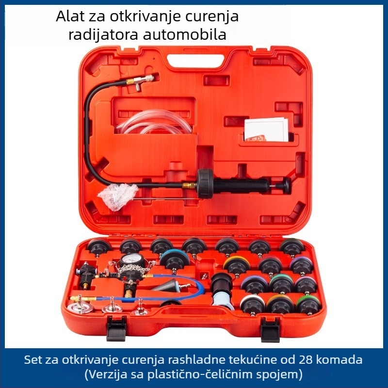Set za testiranje tlaka i otkrivanje curenja rashladnog sustava automobila, 34 dijela, vakuumski manometar, model jkfj578jk3412