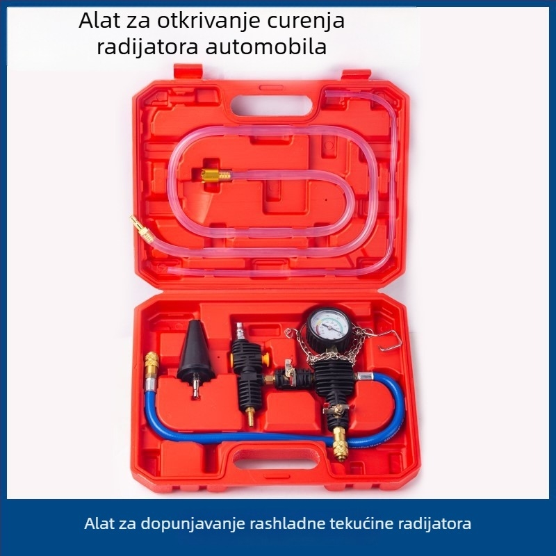 Set za testiranje tlaka i otkrivanje curenja rashladnog sustava automobila, 34 dijela, vakuumski manometar, model jkfj578jk3412