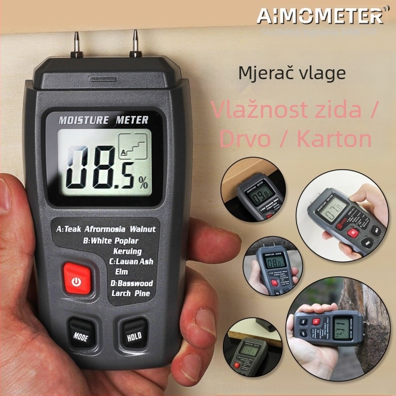 Drveni mjerač vlage — visoko precizan detektor vlage, višestruko mjerenje vlage, marka Xinmiao, tip: ionometar