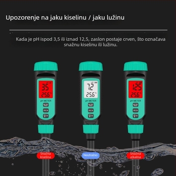 Hima PH818T prijenosni pH meter – digitalni zaslon, oštri vrh sonde, raspon 0.0–14.0 pH, točnost ±0.1 pH, temperaturna kompenzacija 0–70°C, napajanje 1.5V