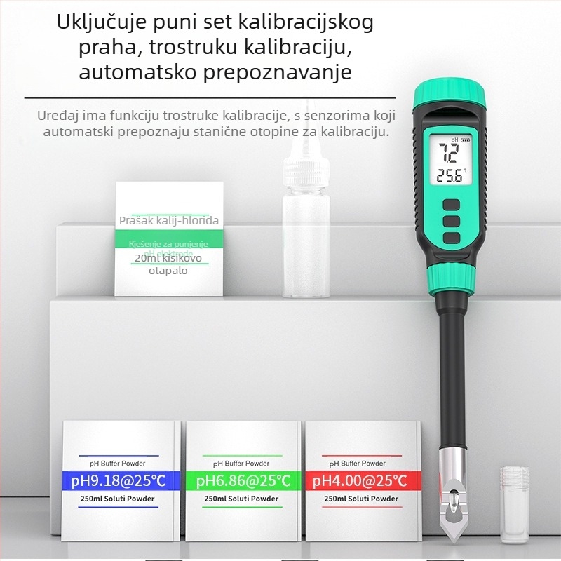 Hima PH818T prijenosni pH meter – digitalni zaslon, oštri vrh sonde, raspon 0.0–14.0 pH, točnost ±0.1 pH, temperaturna kompenzacija 0–70°C, napajanje 1.5V