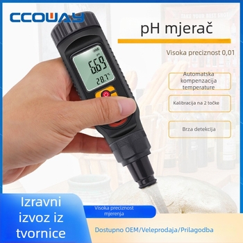 Prijenosni pH mjerač PH-08 za akvarij — raspon 0–14 pH, točnost 0,1 pH, LCD zaslon, kompozitna elektroda, kompenzacija temperature 0–50°C