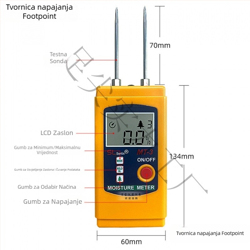 Tekstilni mjerač vlage MT-2 za odjeću i tekstil