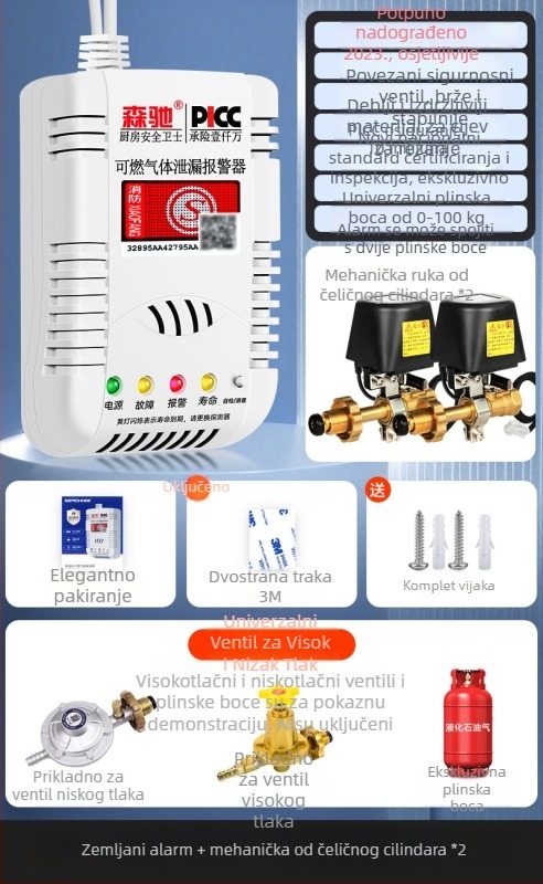 Senchi MQ08 Fiksni detektor curenja plina s automatskim zatvaračem ventila za zapaljive plinove