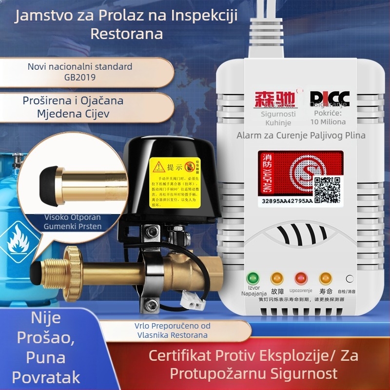 Senchi MQ08 Fiksni detektor curenja plina s automatskim zatvaračem ventila za zapaljive plinove