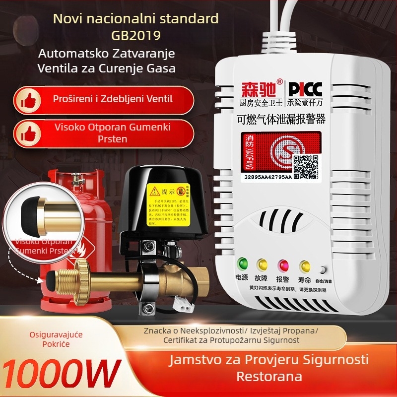 Senchi MQ08 Fiksni detektor curenja plina s automatskim zatvaračem ventila za zapaljive plinove