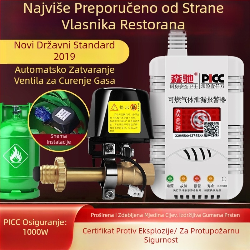 Senchi MQ08 Fiksni detektor curenja plina s automatskim zatvaračem ventila za zapaljive plinove