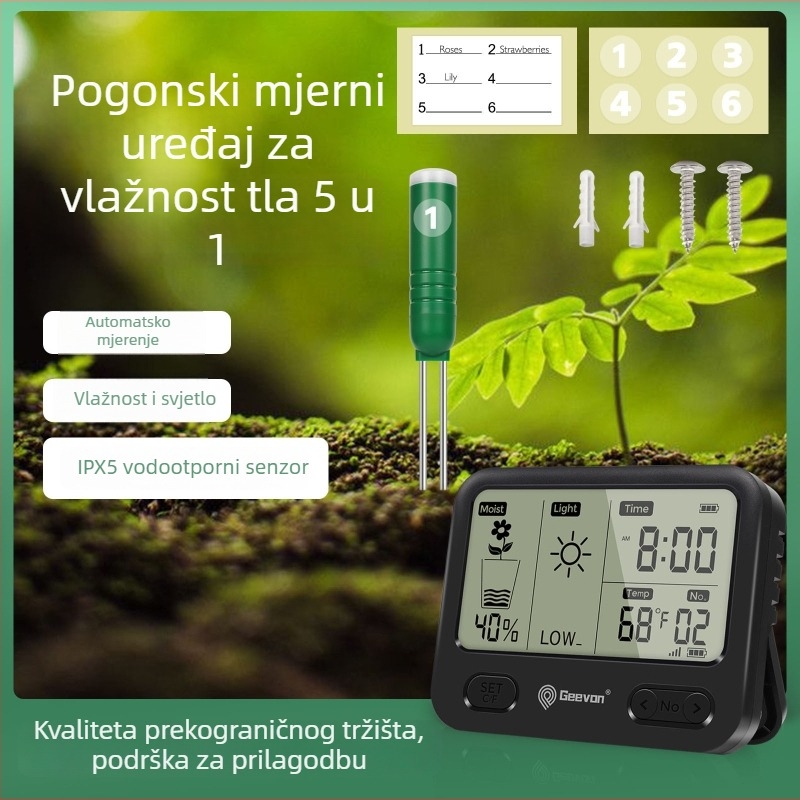 Geevon higrometar tla — vlaga i temperatura — napajanje baterijom, rezolucija 0,1°C, za kućni vrt i lončanice